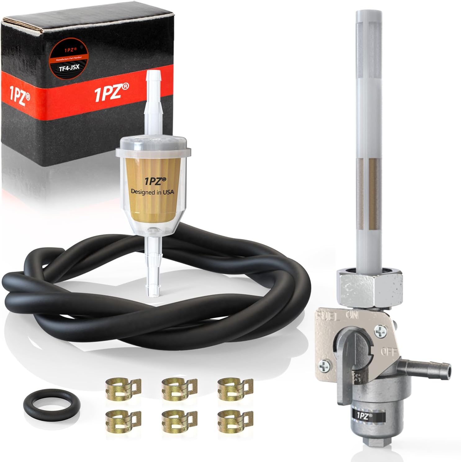 1PZ TF4-JSX Fuel Valve Petcock Switch Shut Off Replacement for Honda TRX250 TRX250X TRX300 TRX200SX TRX300EX ATC350X Fourtrax 1985 1986 1987 1988