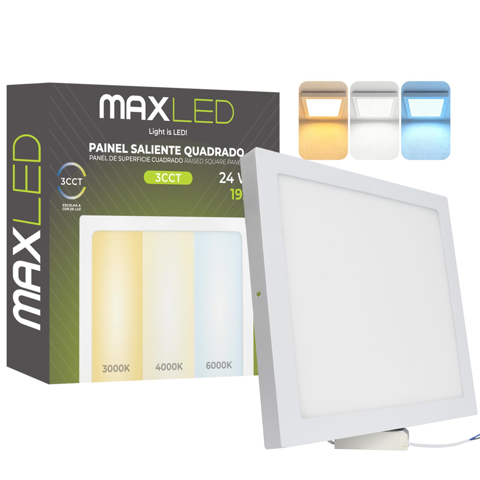 Maxled Light is Led! 24W Square Surface Mounting LED Panel Light 1920lm 3000K 4000K 6500K Ultra-Thin Light Fitting IP44 Aluminum LED Panel Downlight Ceiling for Home Kitchen Bathroom Not Dimmable