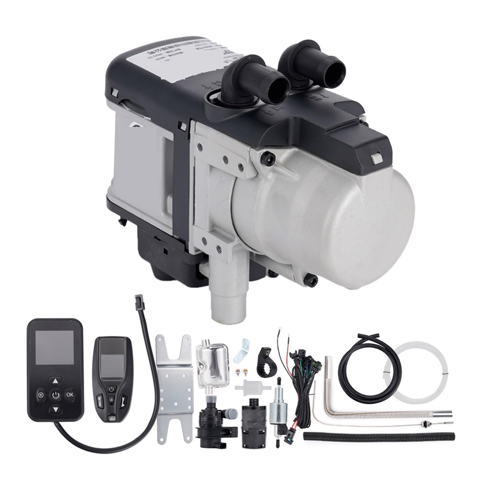 12V 6KW Podgrzewacz Paliwa Diesel Płynny Benzyny Przełącznik LCD Tłumik + Pompa Wody Urządzenie Ogrzewania Postojowego Do Ciężarówek Van Samochodów Łatwy w instalacji(One-way remote)