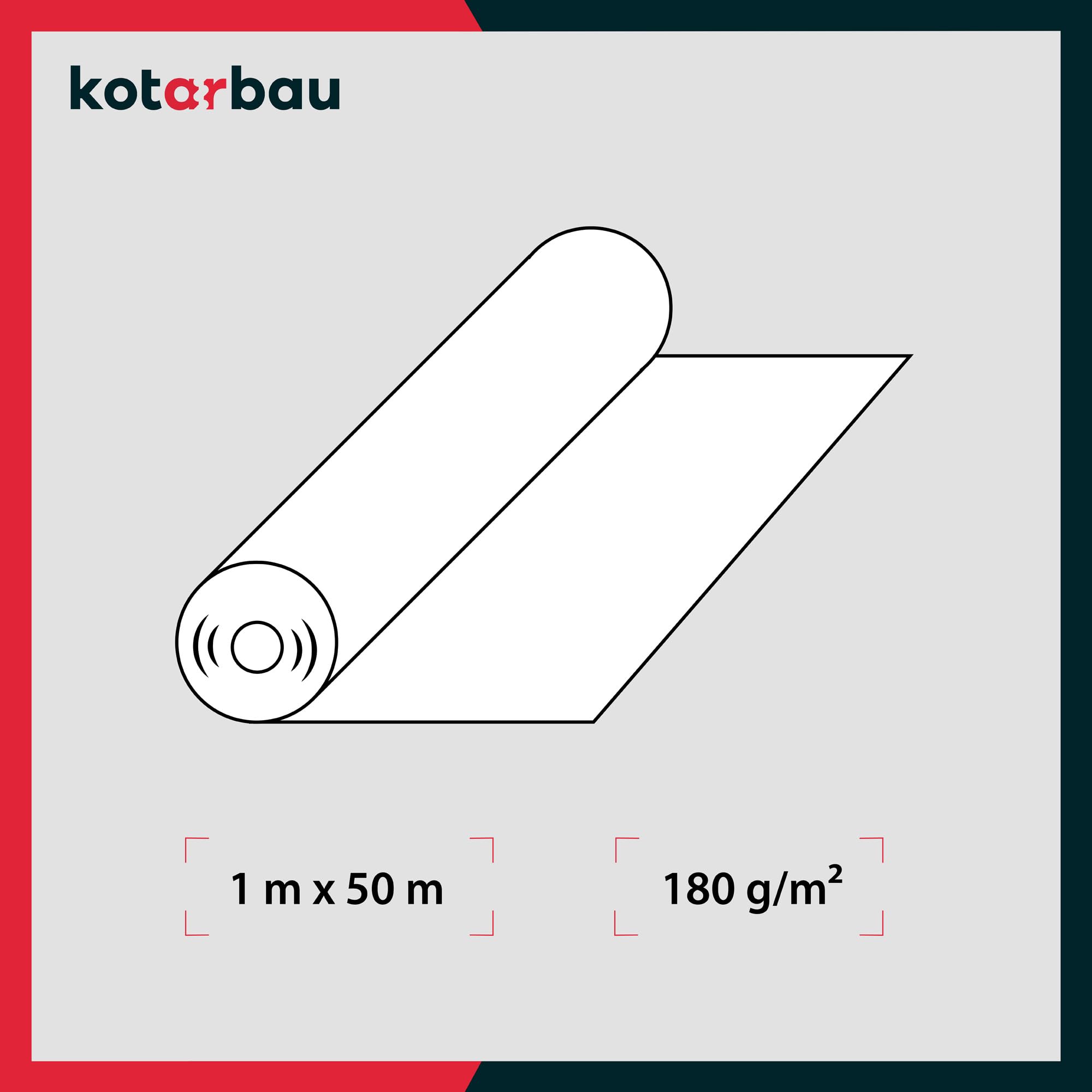 KOTARBAU® Telo di copertura per pittore, 1 x 50 m, 180 g/m², in tessuto non tessuto con protezione contro le perdite, in HDPE