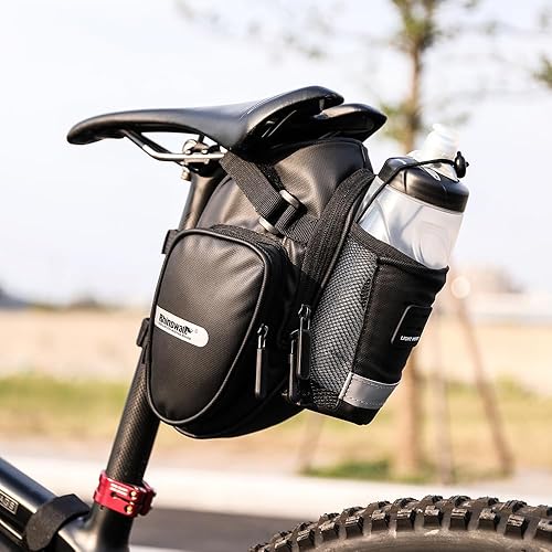 Miniatura 9 de Rhinowalk Bolsa de sillín para bicicleta con bolsillo para botella de bicicleta con bolsillo para botella de agua para bicicleta MTB, bicicleta de