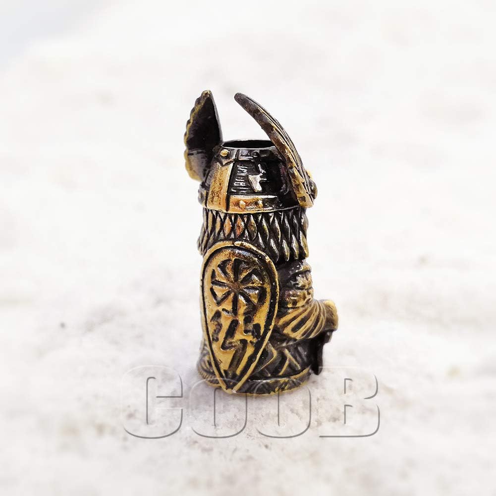 СooB EDC Paracord Bead, Beard Bead, Knife Lanyard Bead Charm Knight Warrior Collection. Metal Hand-Casted Paracord Beads Pendants for Paracord Lanyards 1Pcs/Lot (Odin God Bronze)