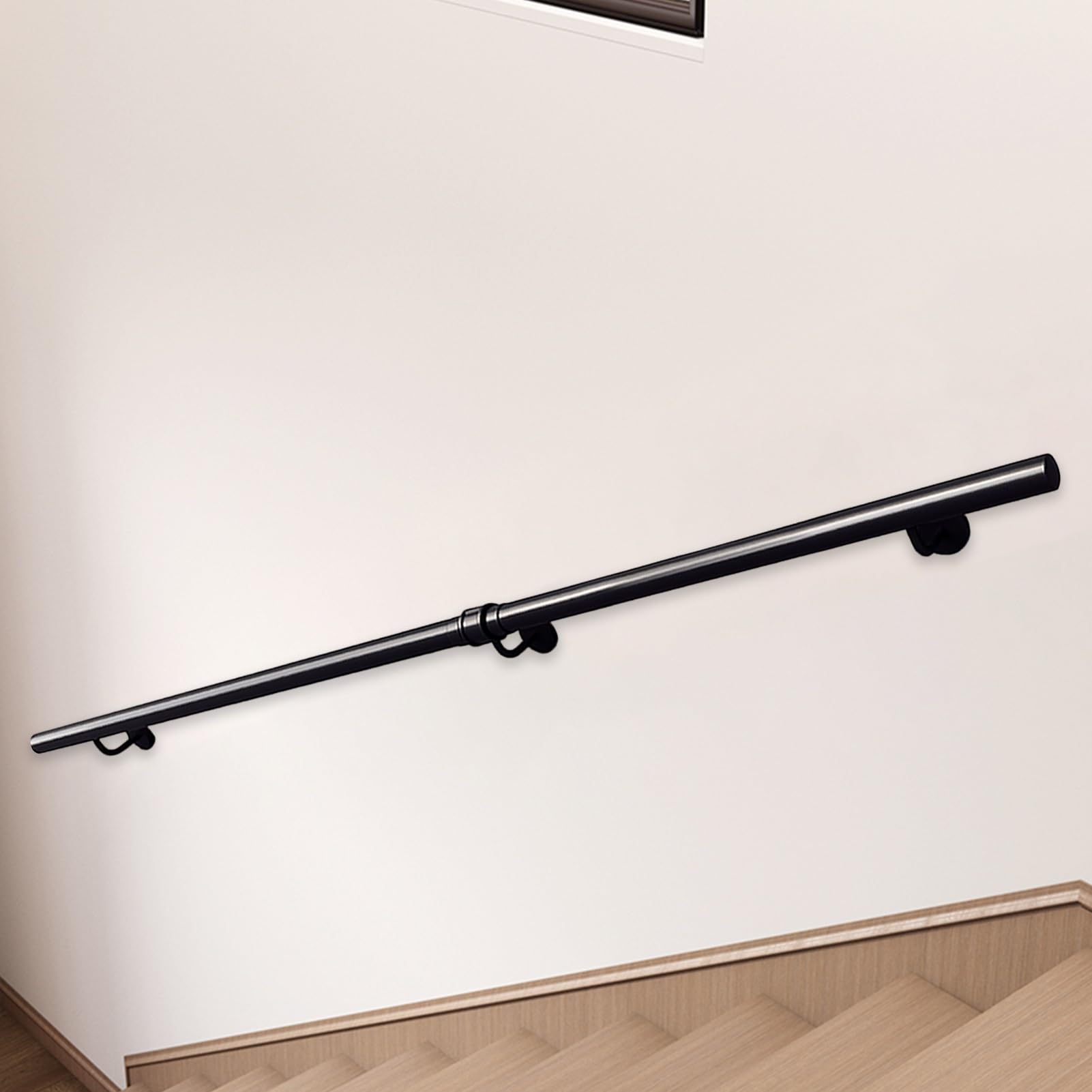 LYGSWDB Barandilla de Metal Negro para Interiores, Barra de Agarre Antideslizante montada en la Pared, barandilla Redonda de 39 Pulgadas para Seguridad con Soporte, Ideal para Uso doméstico