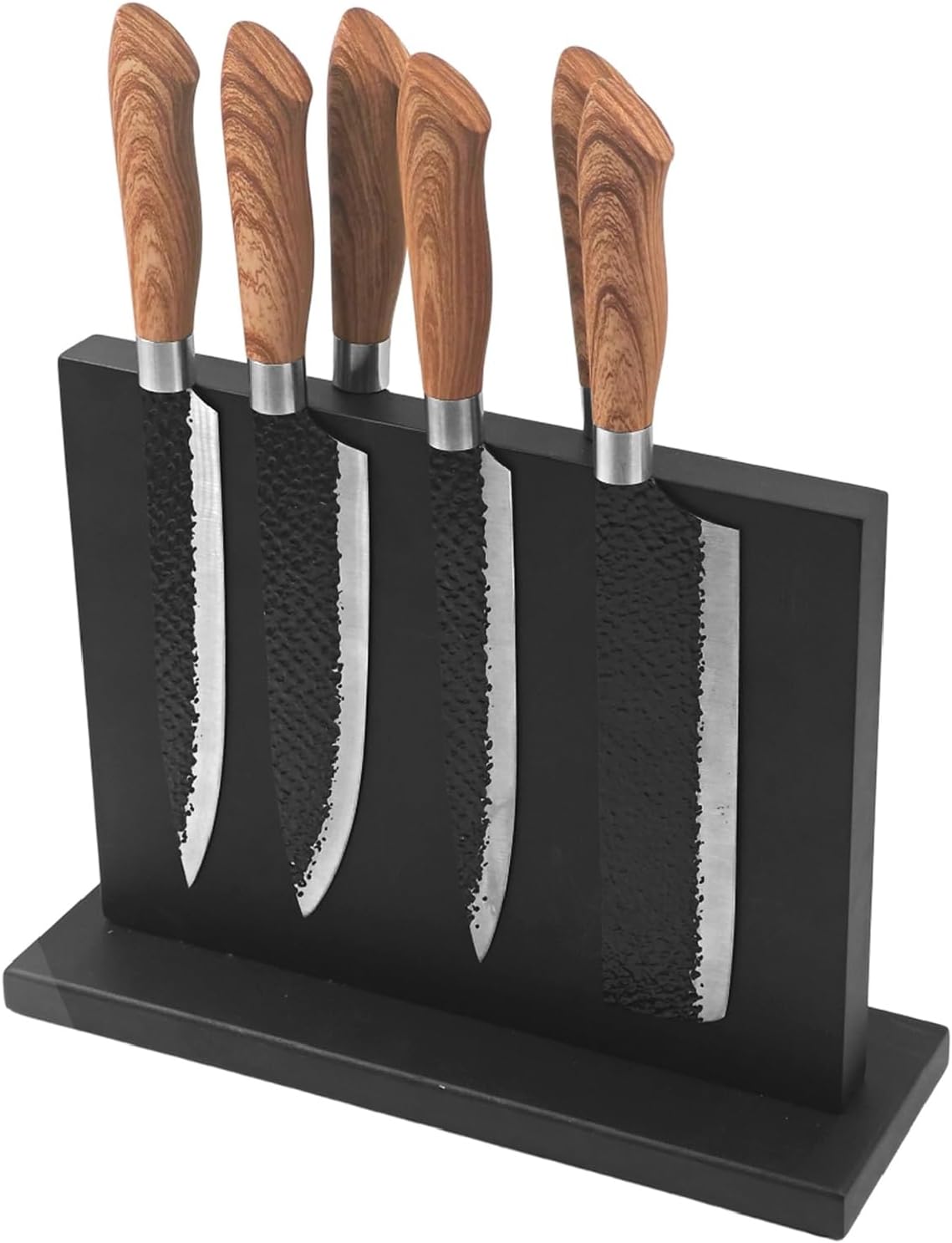 Uniharpa Magnetic Knife Block - Black Acacia Wood Knife Holder Stand,12 Inch,Double-Sided Design with Strong Magnets - Universal Knife Organizer Strip Storage Rack for Kitchen Counter