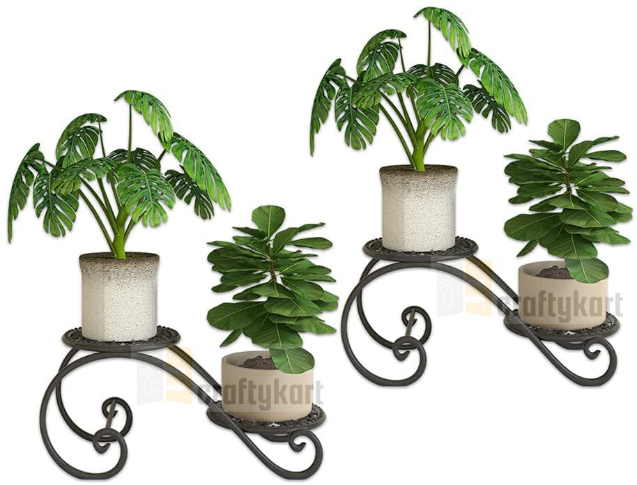 CRAFTYKART Flower Plant Stand Thicker Flower Rack Plant Stand with Round Pot Supports Hollow Design Wrought Iron Black fit Outdoor - Indoor Decoration (Set of 2) (B0B4WPNXR1) Amazon Price History, Amazon Price Tracker