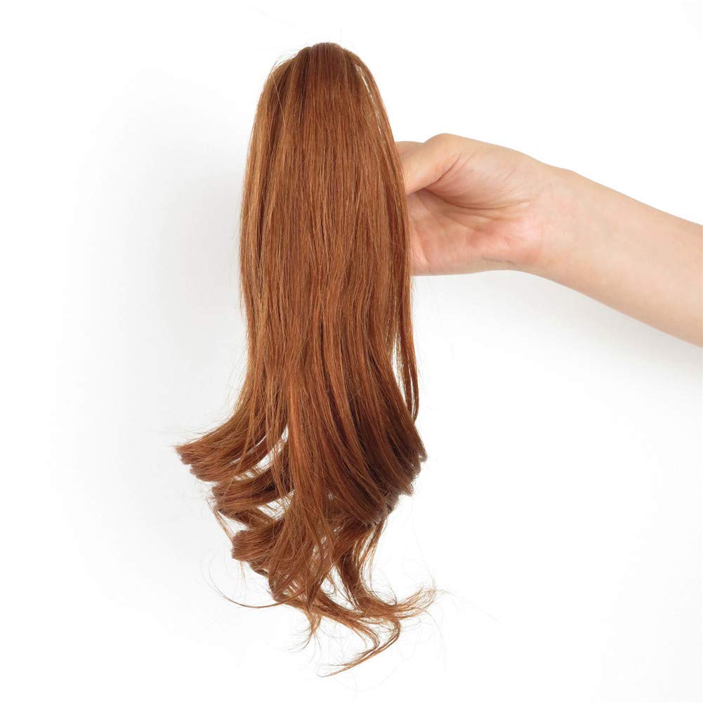 RemeeHi Przedłużanie włosów z klipsem, falowany kucyk, krótki pazur, koński ogon, naturalne, kręcone, kucyk, przedłużenie włosów, 30 cm, 65 g, 33 # ciemny kasztanowy brąz