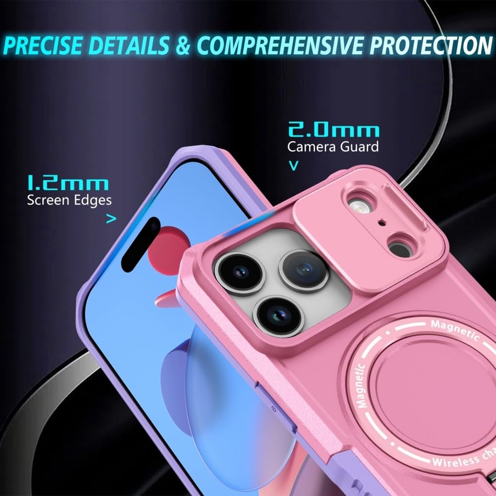 Generic Coque compatible avec iPhone 14 Pro Max (couleur : noir) anneau rotatif support rigide en silicone