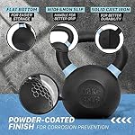 Yes4All Powder Coated Kettlebell, Cast Iron Core Kettlebells with Non-Slip Handle & Flat Bottom for Conditioning, Heavy Duty for Strength Training, 9lb to 71lb - Single & Pair - Image 3