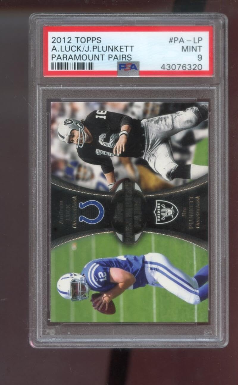 2012 Topps Paramount Pairs #PA-LP Andrew Luck Jim Plunkett ROOKIE RC PSA 9 Graded Football Card NFL Baltimore Colts