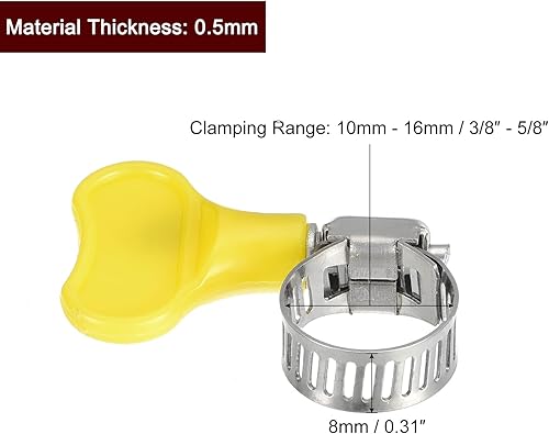 Miniatura 2 de uxcell Abrazadera de manguera de engranaje helicoidal, 24 abrazaderas de manguera de acero inoxidable ajustables de 38 a 58 pulgadas con mango de