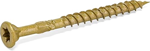 Miniatura 3 de Power Pro 48601 Tornillos para madera, #10 x 2-12", tornillos de cubierta premium para exteriores, resistentes a la corrosión, bronce recubierto de