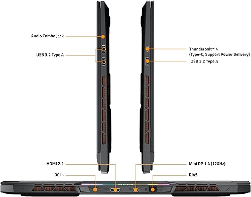 Miniatura 11 de GIGABYTE AORUS 17X: 17.3" 16:9 Bisel delgado QHD 2560x1440 240Hz, NVIDIA GeForce RTX 4080 GPU 12GB GDDR6, Intel Core i9-13980HX, 16GB DDR5 RAM, 1TB
