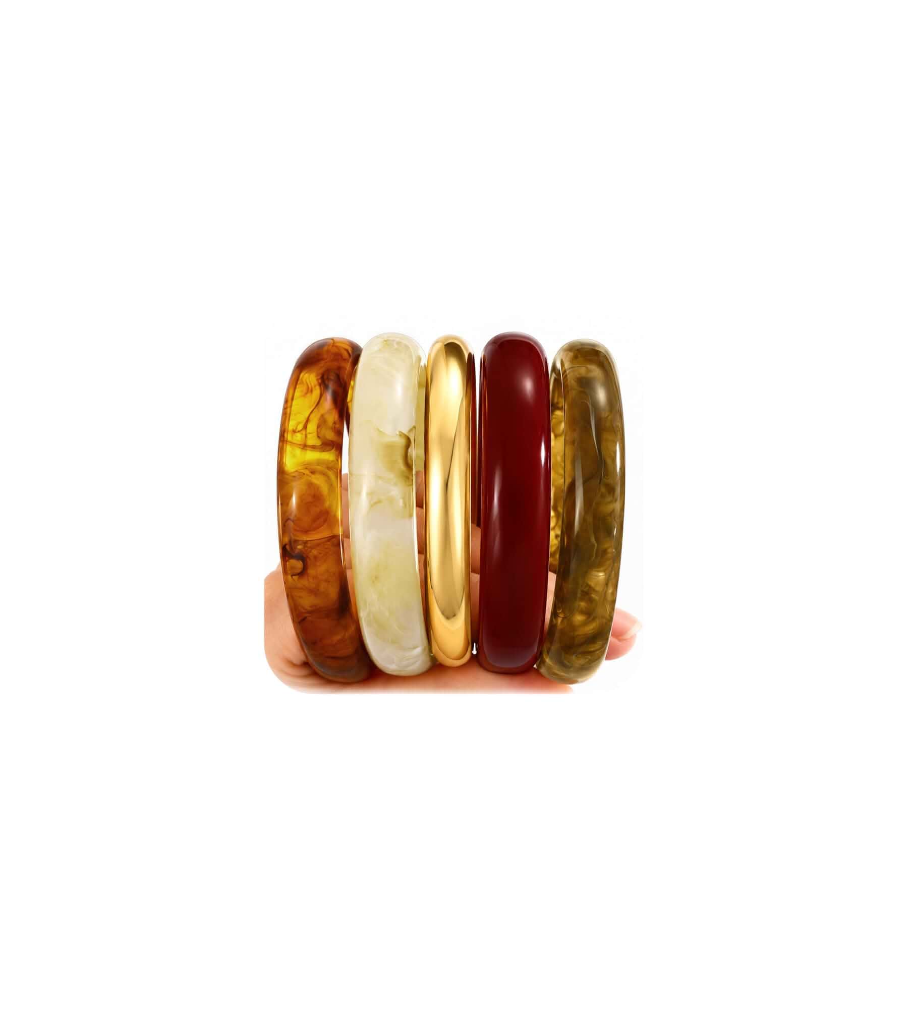 Dodder 5Pcs Chunky Acrylic Bangle for Women, Stackable Fashion Bracelet Set Colorful Resin Stackable Bracelet, Unique Marbled Resin, Lightweight Smooth Polished, Chunky Boho Jewelry Gift for Women