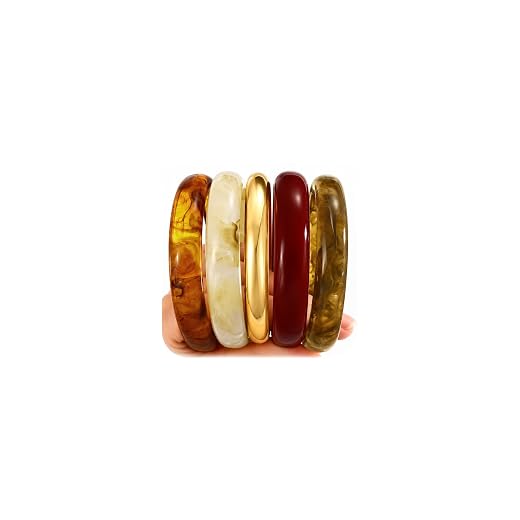 Dodder 5Pcs Chunky Acrylic Bangle for Women, Stackable Fashion Bracelet Set
