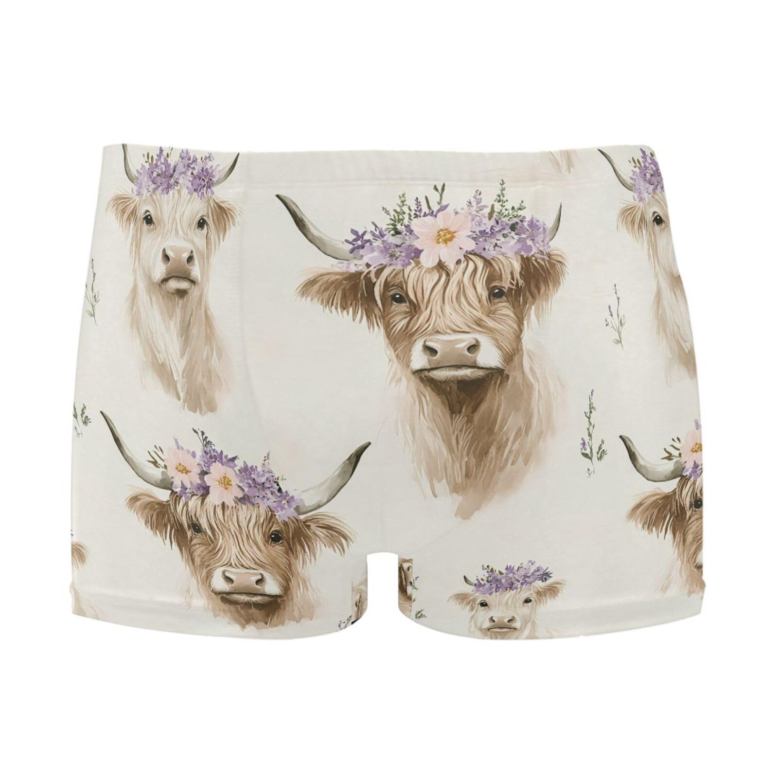 UMIRIKO Highland Cows Flower Mens Swim Trunks Swimwear Bathing Suit Swim Brief Square Leg Board Short S-3XL 202c0063