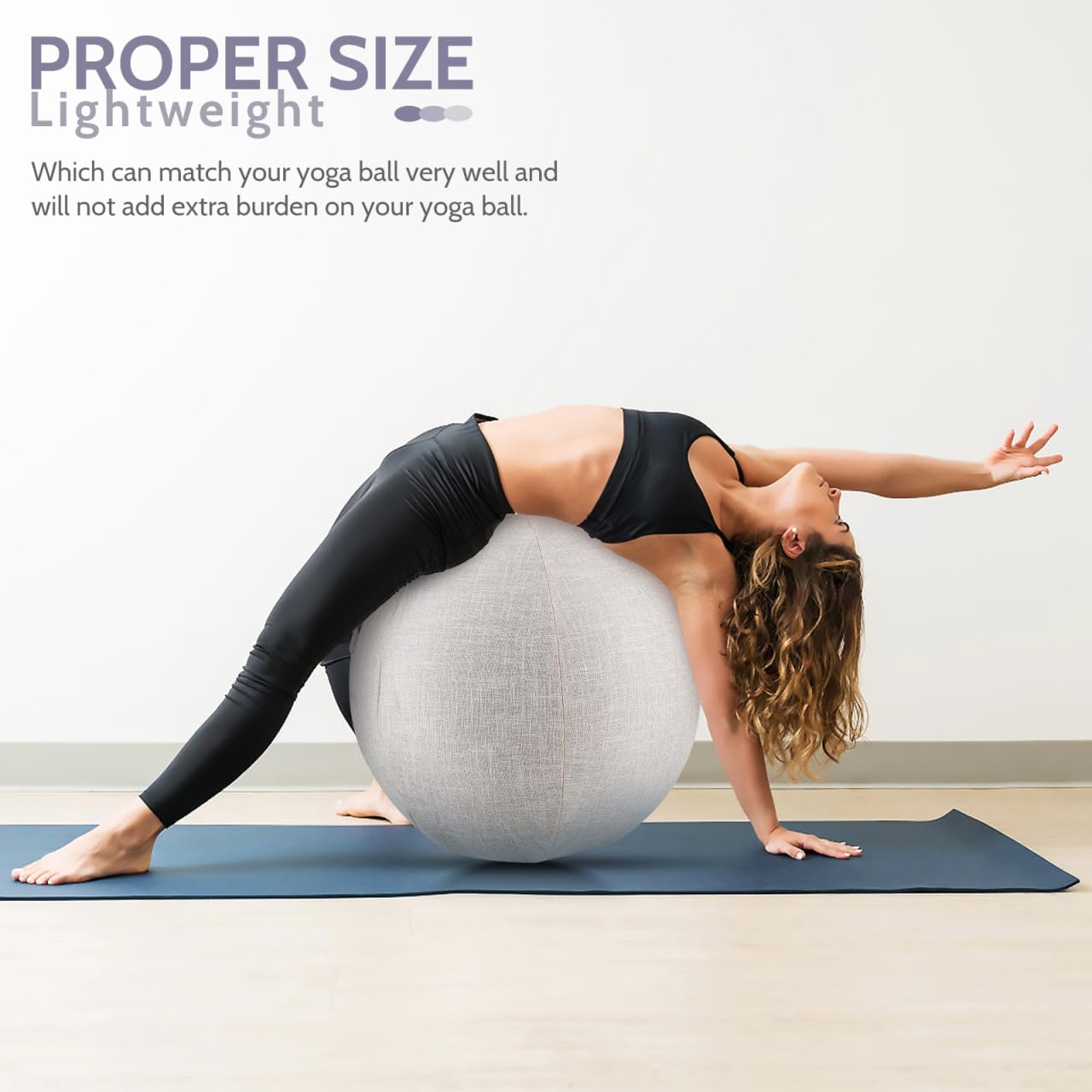 Cabilock Gymnastikball Bezug, Yoga Ball Schutzhülle aus Baumwolle und Leinen, Antistatisch & Atmungsaktiv, Husse für Sitzball zu Hause & Büro, Beige - 55cm