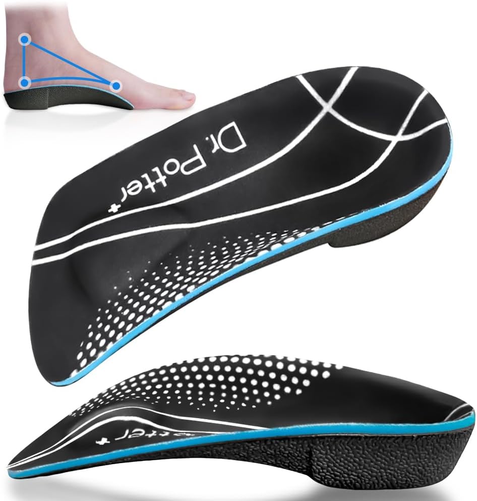 3/4 Plantar Fasciitis Insoles, High Arch Support Inserts for Flat Feet, Over-Pronation and Foot Pain, Metatarsal Support Insoles for Metatarsalgia (Small(Men's 5-6, Women's 6-7))