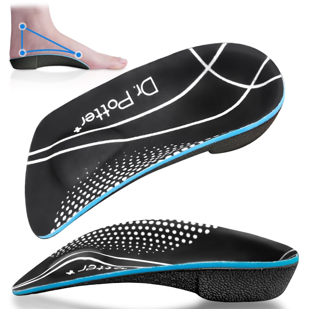 3/4 Plantar Fasciitis Insoles, High Arch Support Inserts for Flat Feet, Over-Pronation and Foot Pain, Metatarsal Support Insoles for Metatarsalgia (Medium(Men's 6.5-8.5, Women's 7.5-9.5))