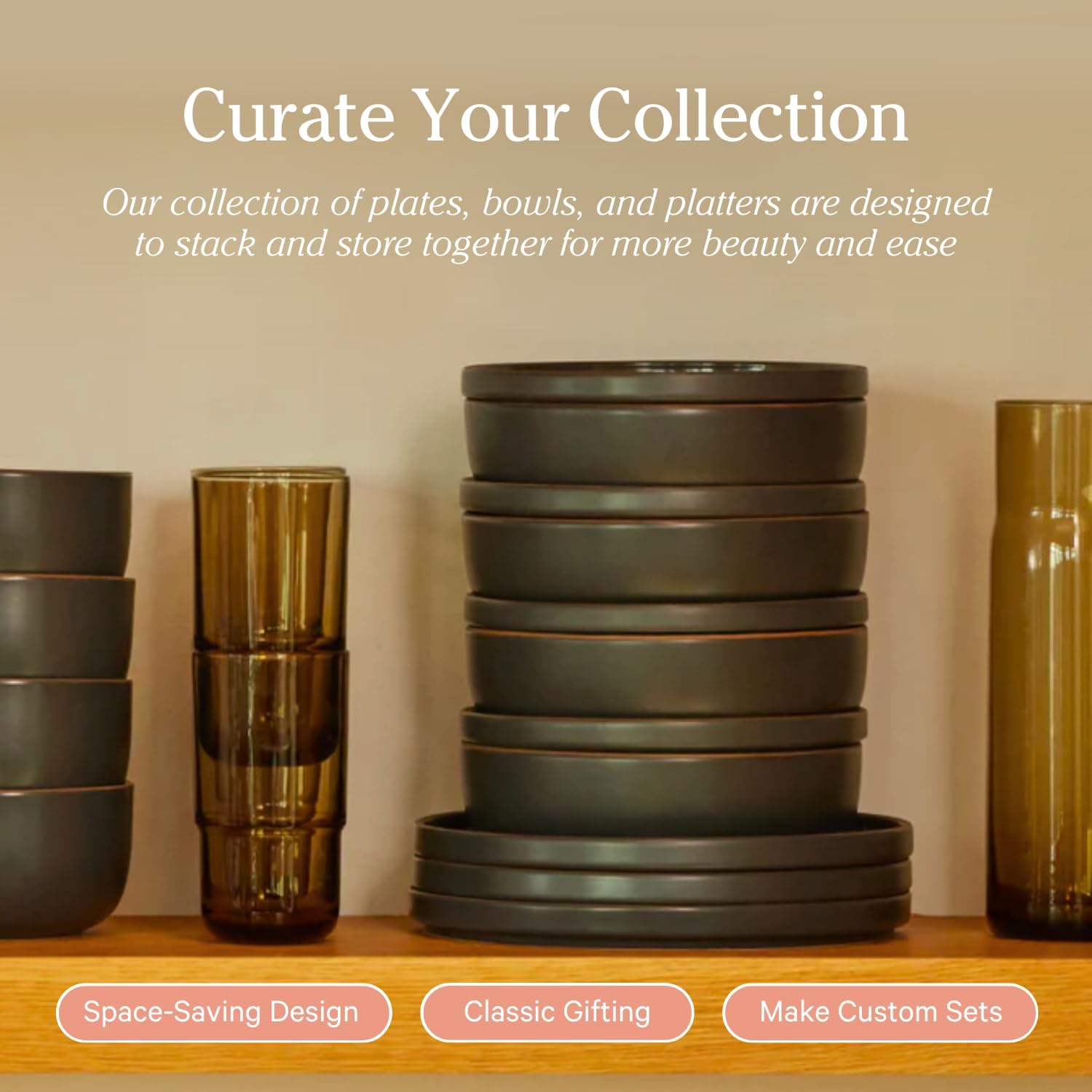 Our Place Dinner Plates - Set of Four 10.5” Handcrafted Ceramic Dinner Plates | Chip-Resistant, Restaurant-Grade | Stackable & Space-Saving | Steam