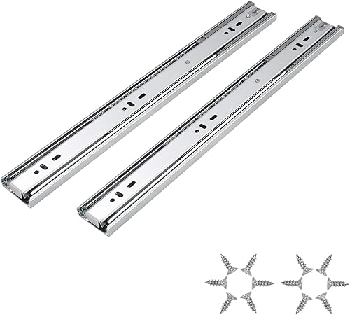 Miniatura 10 de Knobonly 1 par de correderas de cajón de montaje lateral de 12 pulgadas, rodamiento de bolas de cierre suave plateado para gabinete de cocina