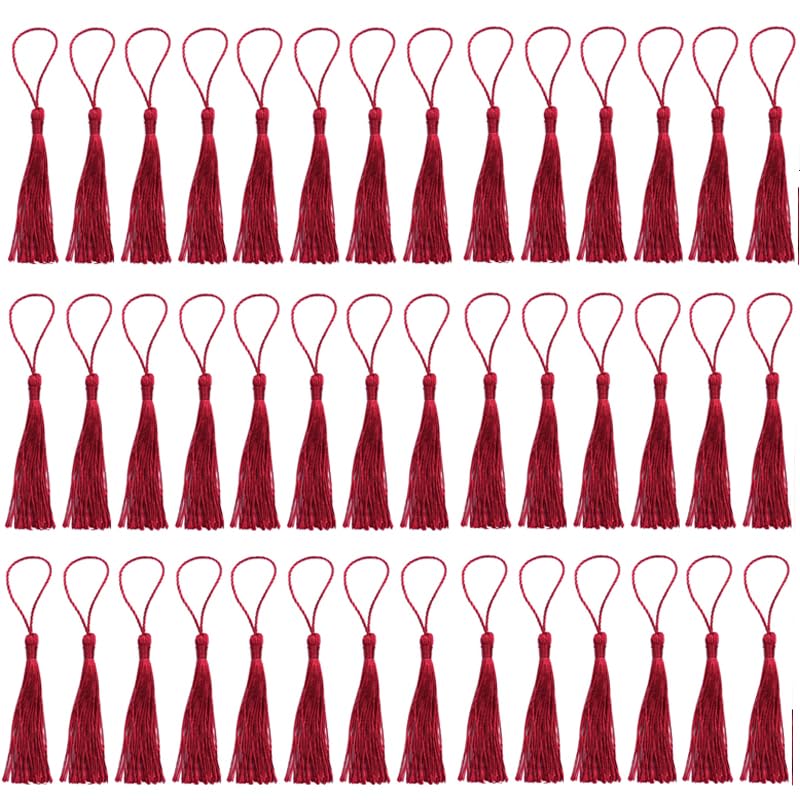 100Pcs Silky Tassels For DIY Craft Home Décor Handmade Bookmarks Tassels Dark Red