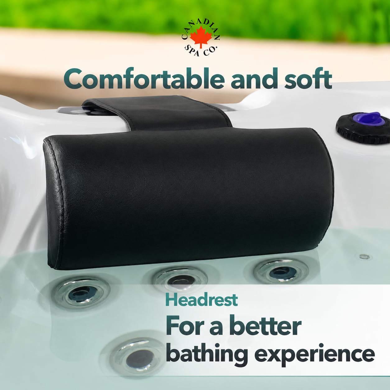 CANADIAN SPA CO. Reposacabezas para Hot Tub, Redondo, Negro, cojín Cervical, Piscina, Impermeable, Accesorios para Hot Tub