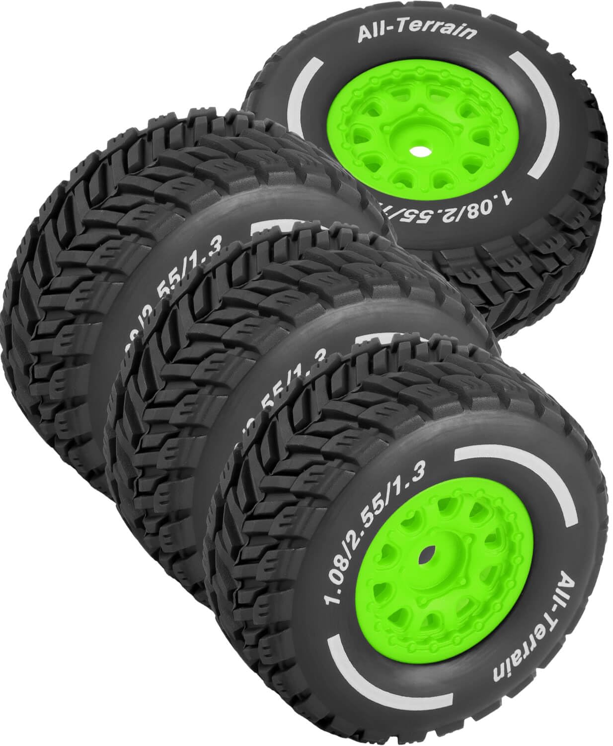 BRCatWPark RC Wheel Tires for 1/14 Mojave Grom,RC Drift Off Road Buggy Rally Truck Wheels and Tires,4PCS Wheels Rims and Rubber Tires Soft Tires,Green