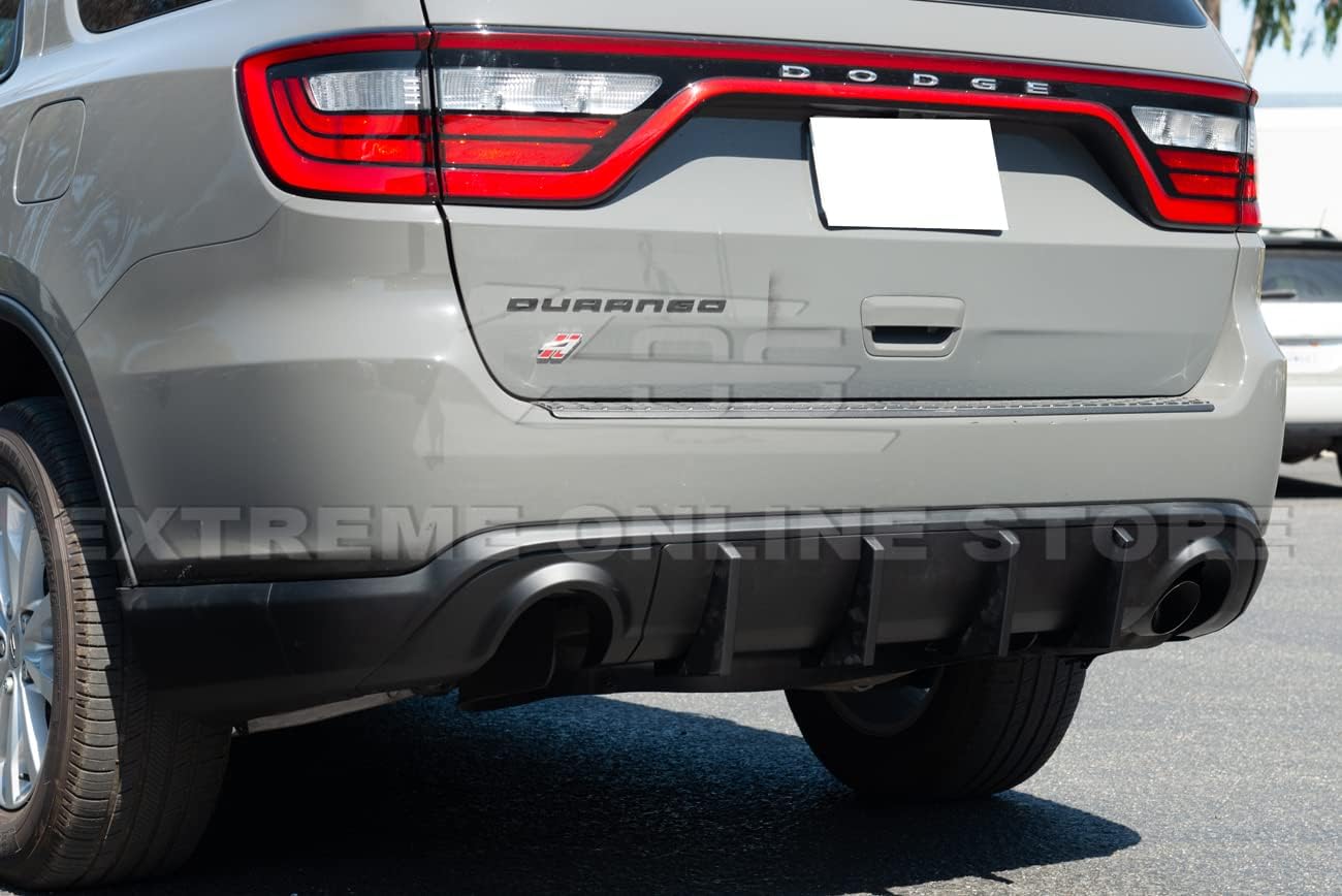 Replacement For 2014-Present Dodge Durango Models | Performance Style ABS Plastic - Matte Black Rear Bumper Dual Tips Diffuser