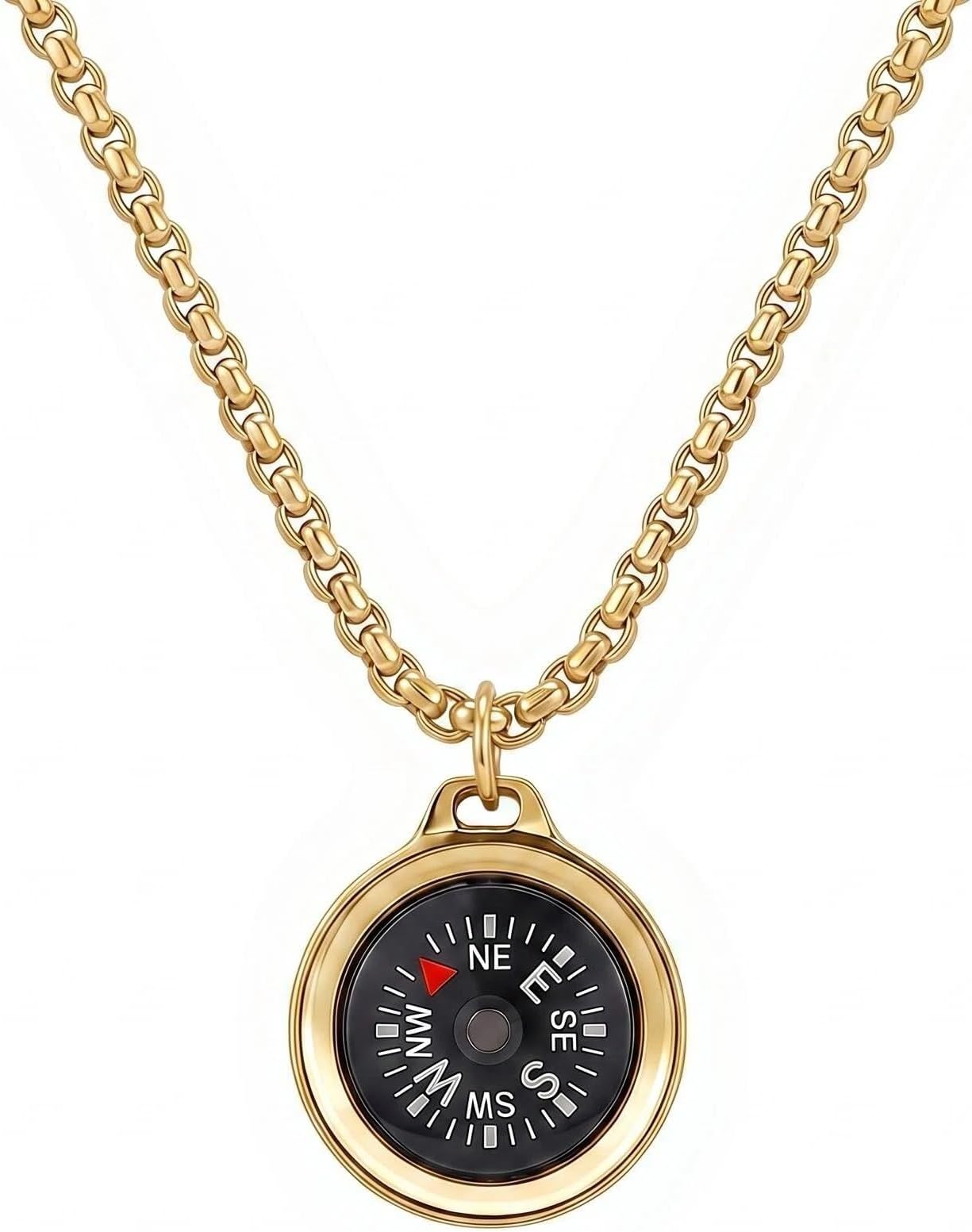 Engraved Compass Necklace, Navigation Compass Necklace