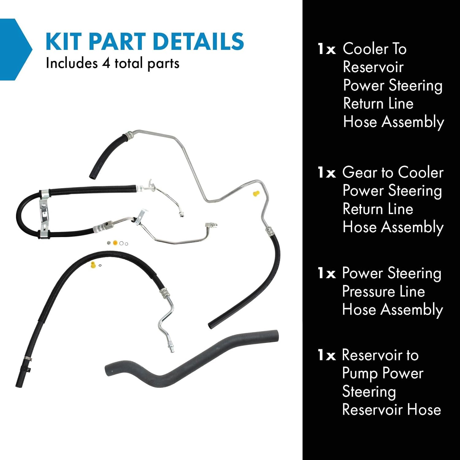 TRQ Power Steering Hose Compatible with 2004-2008 Ford F-150 2006-2008 Lincoln Mark LT