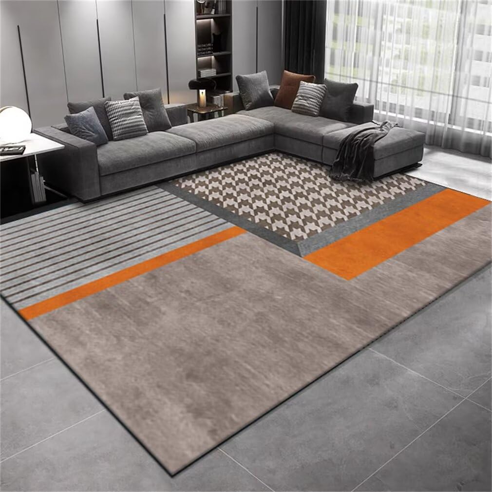 Tapis antidérapant géométrique orange 50x80 pour un bureau design et sécurisé sans taches