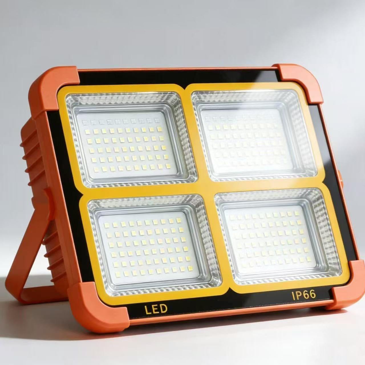 Solar Powered Portable LED Flood Light, USB Battery, Outdoor Rechargeable, Portable Camping Lamp, Emergency LED Work Solar Lights (Orange)-image-23