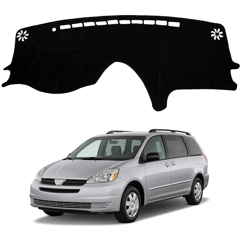 Capa para Painel HPEVA compatível com Toyota Sienna 2004 a 2010, tapete antiderrapante com acabamento antirreflexo, preta