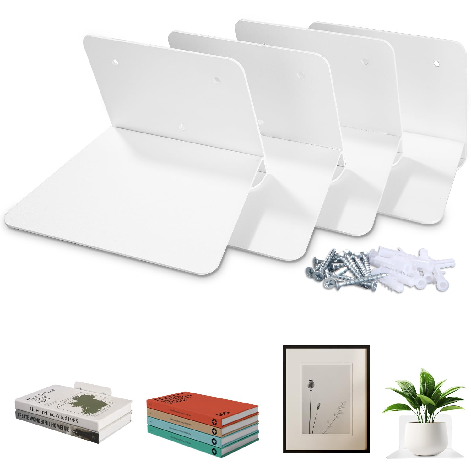 Mensole Invisibili Ixydor - 5 Pezzi, Bianche, Porta Libri Galleggianti, Carico 12 Kg - Foto 10