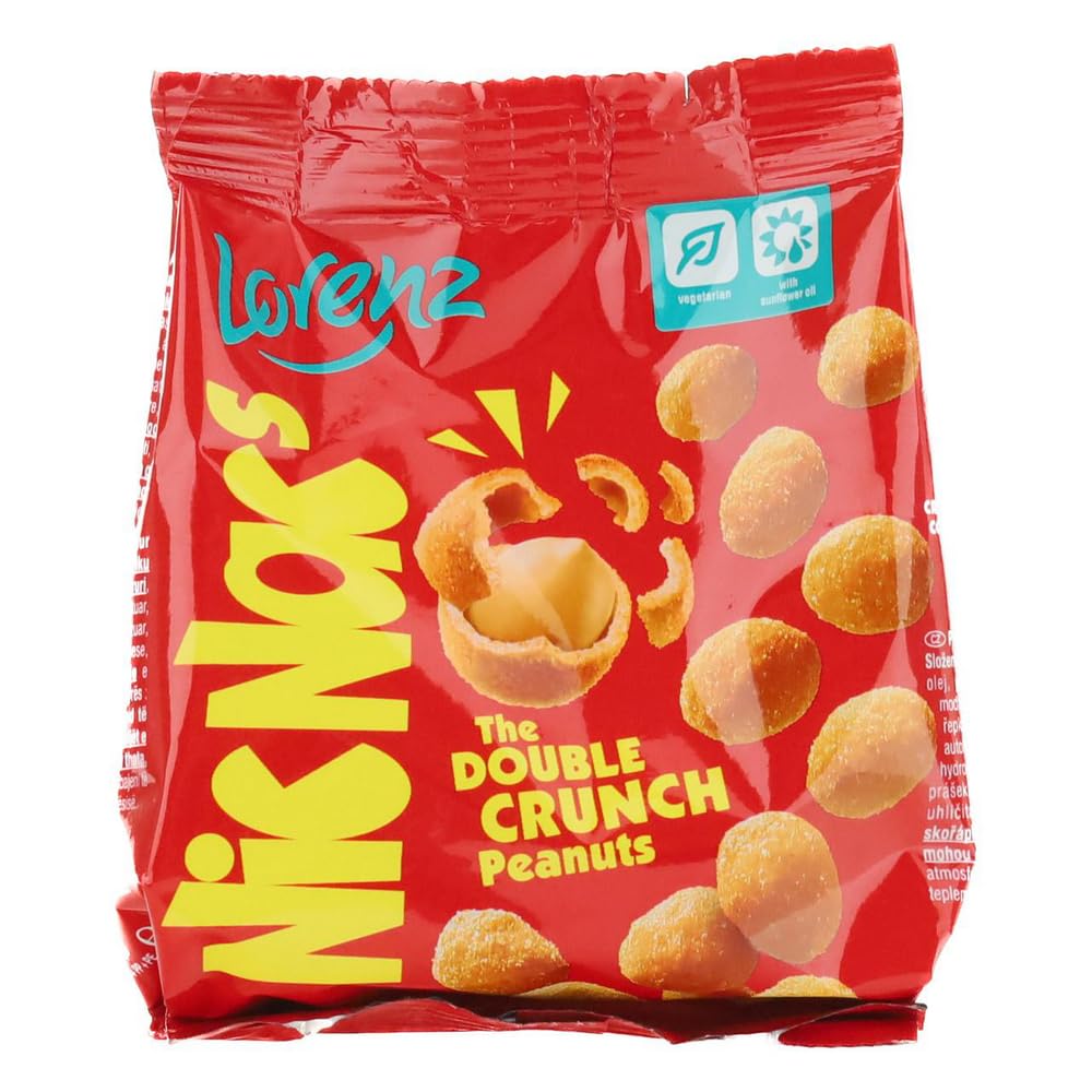 Lorenz Snack-World Rohscheiben, NicNac's The Double Crunch Peanuts, Arachidi Tostate con Guscio Piccante, Snack Proteico e Croccante, Ideale per Aperitivi, Formato Convenienza, 14 Confezioni da 90g