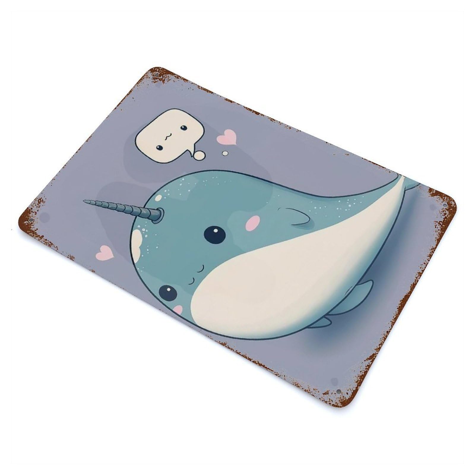 Garage Style Baby Whale Cute Vintage Rust Metal Sign 11.8"x7.9", Vintage Wall Decor for Bar And Workshop