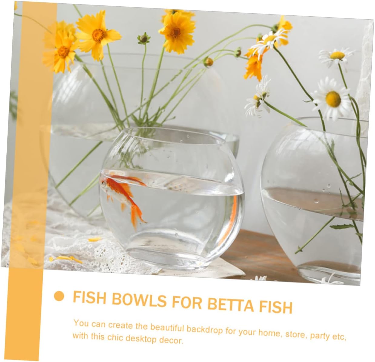 Kisangel Transparent Glass Fish Tank Multifunctional Oval Desktop Goldfish Aquarium for Home Decor Mini Betta Fish Bowl with Smooth Surface and Durable Craftsmanship for Plants and Aquatic