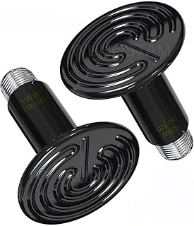 2 Pack 100W Infrared Ceramic Heat Lamp, Black Reptile Emitter Bulb, Pet Heater for Aquarium and Terraium, Chicken Coop, Lizard, Turtle, Brooder, Snake, No Harm No Light, ETL Listed