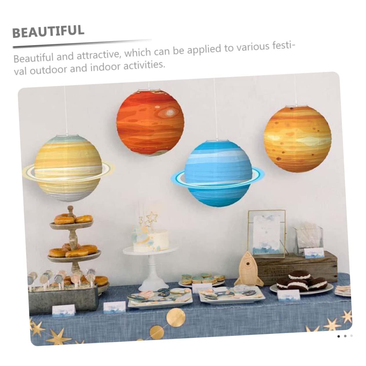 Amosfun 2 Sätze Partyzubehör Zum Thema Weltraum Room Decoration Dekoration Kinderzimmer Laternenpapier Erde Zinn Gastgeschenke Zum Thema Weltraum Hängende Weltraumlaternen 8 Stück * 2