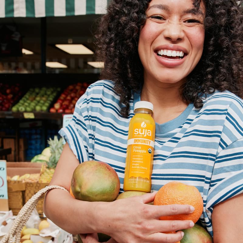 Image of Suja Organic Immunity Shots Variety Pack | 10 Immunity Original, 6 Citrus Immunity, and 10 Immunity Elderberry | Plant-Based & Gluten-Free (2 fl oz Shots /Pack of 20, 12 fl oz Juices /Pack of 6)