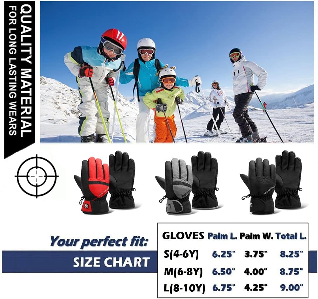 Highcamp Kids Waterproof Ski Snowboard Gloves Winter Gloves for Boys Girls Cold Weather : Clothing, Shoes & Jewelry