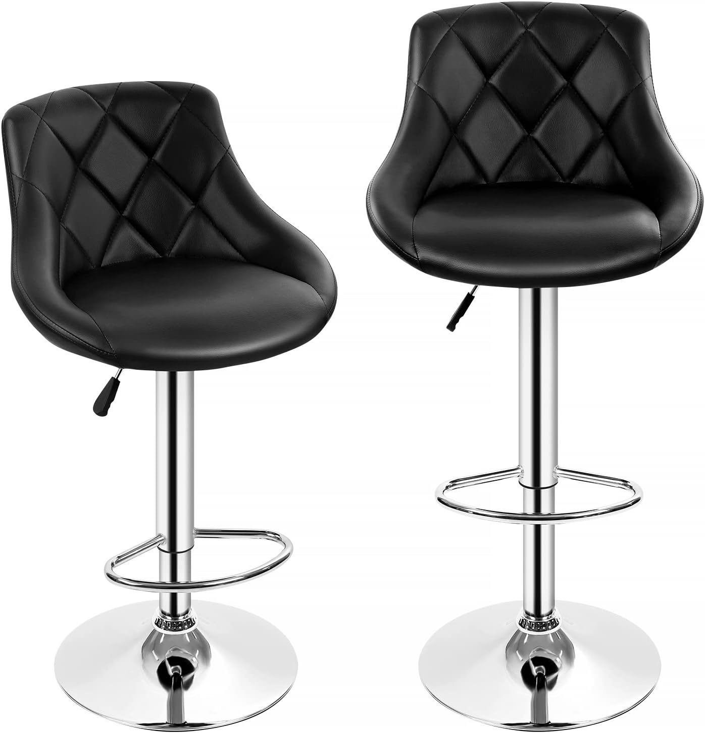 High Back Bar Stools Set of 2, Swivel Barstools 40" Counter Height Adjustable Bar Chairs with