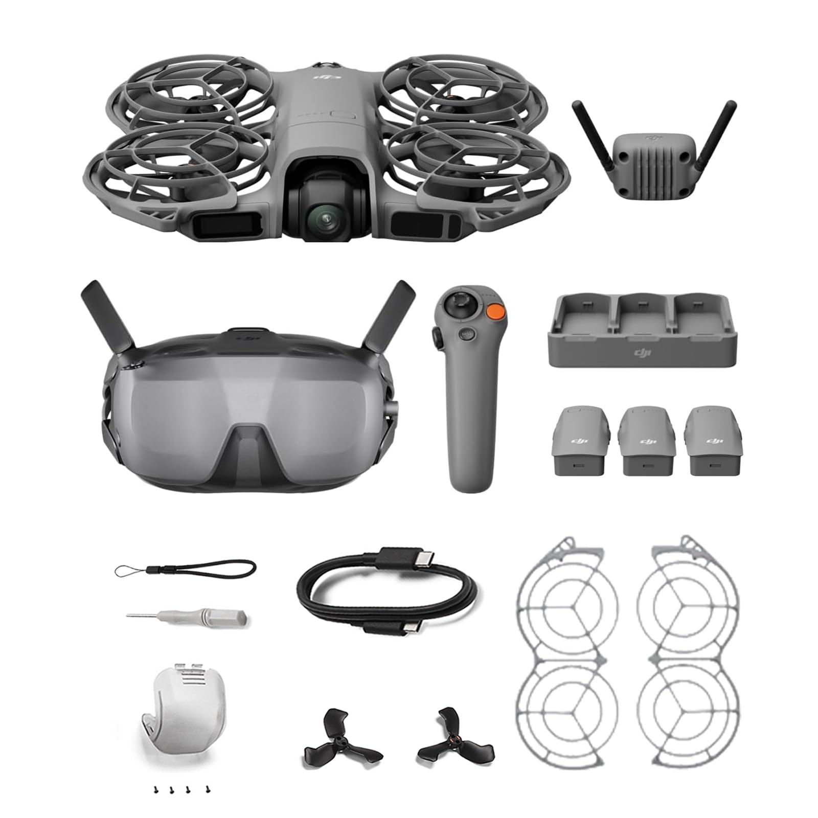 DJI Neo 2 Combo Motion Fly More Bundle con accessori, drone 4K per principianti con RC Motion 3 e Goggles N3, trasmissione stabile con transceiver digitale, volo FPV, 3 batterie (Neo 2 Motion)