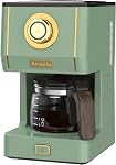 Amaste Machine à café à drip, machine à café avec 25 Pot à café en verre Oz, machine à café de style rétro avec filtre réutilisable & Trois modes de brassage, plaque chauffante, vert Matcha