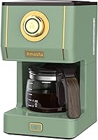 Vista 9 de Amaste Cafetera, cafetera de 5 tazas con tres modos de preparación, cafetera retro con jarra de vidrio y filtro de café reutilizable, cafetera