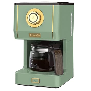 AMASTE Drip Coffee Maker, Coffee Machine with 25 Oz Glass Coffee Pot, Retro Style Coffee Maker with Reusa