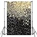 Mocsicka Black and Gold Photography Backdrop Bokeh Birthday Wedding New Year Holiday Party Background 5x7ft Black and Golden Spots Photo Backdrop Decorations Photoshoot Props