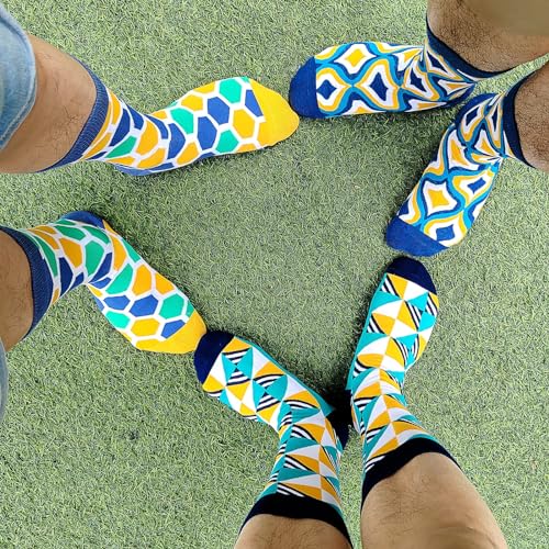 Bunte Socken für Männer Gemusterte Crew-Socken aus Baumwolle