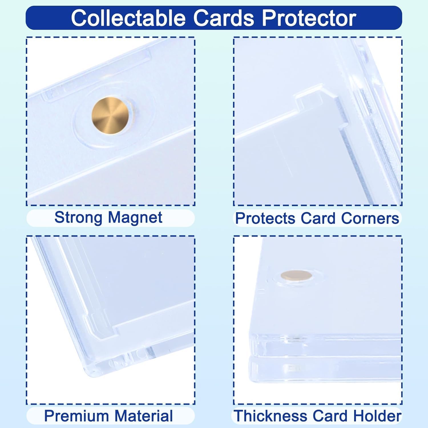 6 Pack 35PT Magnetic Card Holder for Trading Cards, Protection Plastic Hard Card Protector Clear Card Slabs for Collectible Baseball Cards,