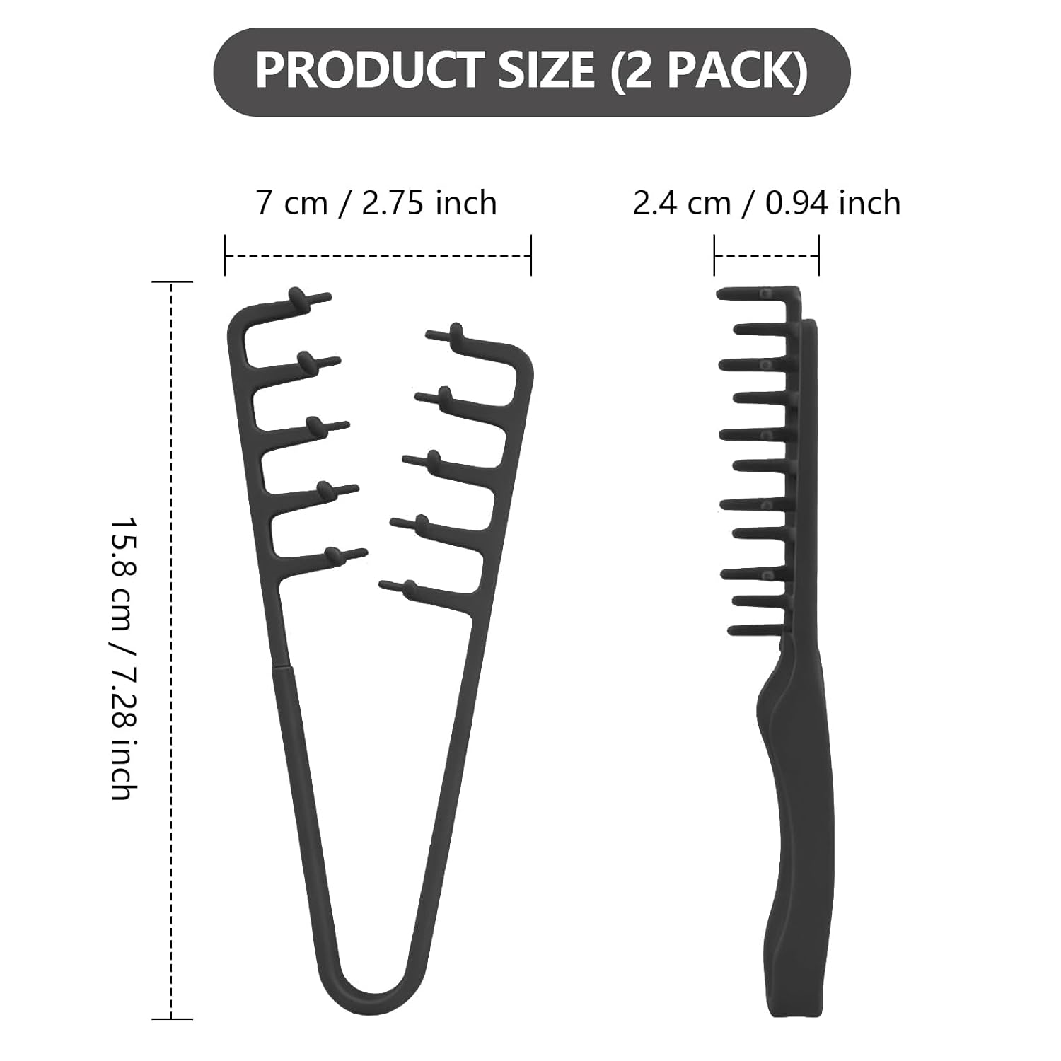 2Pcs Texture Comb, Volumizing Wide Tooth Texture Hair Styling Comb, Fluffy Wide Tooth Curly Hair Comb, Fluffy Curly Hair Comb for Volume Fringe Parting, Anti-Frizz Styling Tool for Men Women